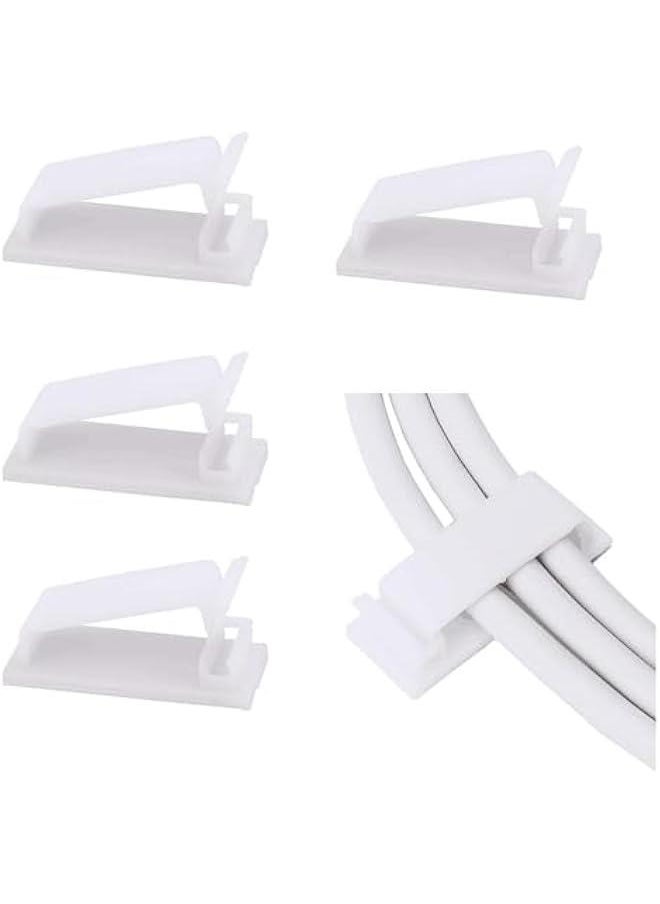 HOOKOR 50PCS Cable Clips, Self Adhesive Cable Management Clips, Cord Organizer Wire Clips Cord Holder for Appliances PC Wall Ethernet Cable Under Desk Nightstand Home Office Car (White)  - Image 1