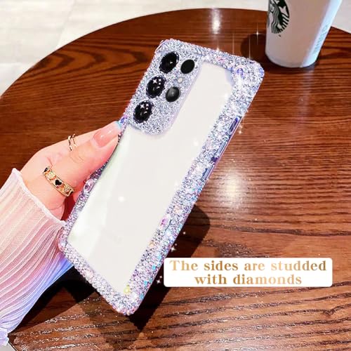 Cavdycidy Compatible with Samsung Galaxy S24 Ultra Bling Clear Case for Women,Glitter Phone Case with Sparkle Rhinestone Diamond Camera Protection，Airbag Anti-Fall Crystal Hard Cover for Girl - Image 5