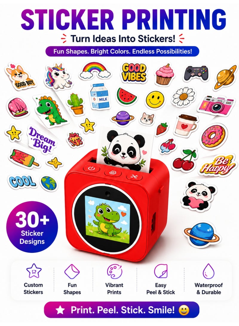 Eworld Mini Printer Magic Box for Kids, AI Voice Image Generator, Smart Sticker Printer, Instant Thermal Printing, 2.4-Inch HD Screen, Creative Learning Tool - Image 4