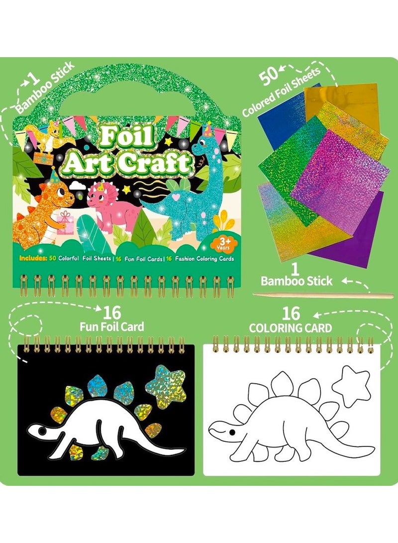 Foil Fun Art Craft For Kids-Dinosaur, No Mess Art for Kids, Portable Craft Kits & Supplies, DIY Creative Activity,Gifts for Boys & Girls Ages 3+ - Image 2
