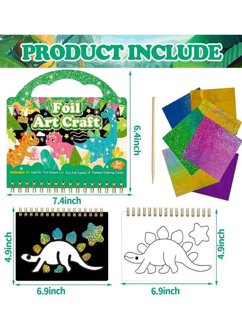 Foil Fun Art Craft For Kids-Dinosaur, No Mess Art for Kids, Portable Craft Kits & Supplies, DIY Creative Activity,Gifts for Boys & Girls Ages 3+ - Image 3