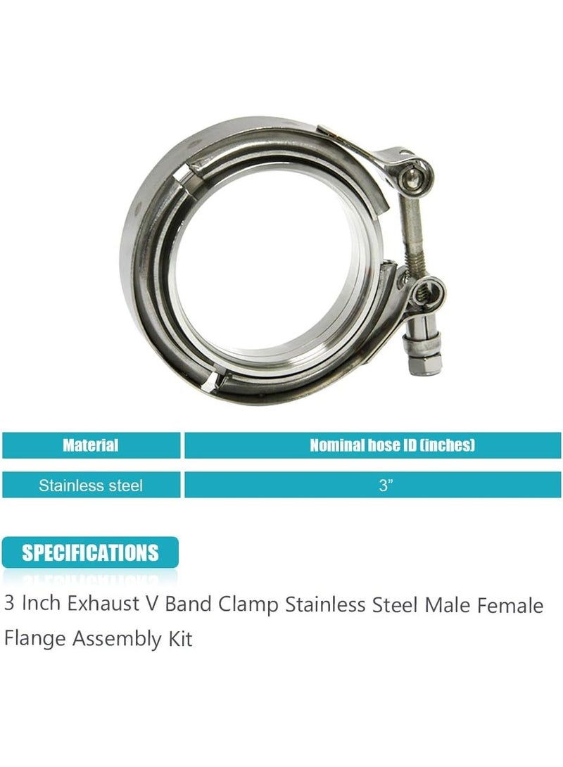 3 بوصة 3.0" مشبك V Band من الفولاذ المقاوم للصدأ مع شفة ذكر أنثى من الفولاذ الطري - Image 3