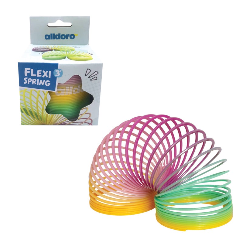 alldoro Flexi Rainbow Spring Toy | Ø7.4cm | Flexible Plastic | Walks Down Stairs | Fidget Toy for Kids Age 3+ Party Favor - Image 1