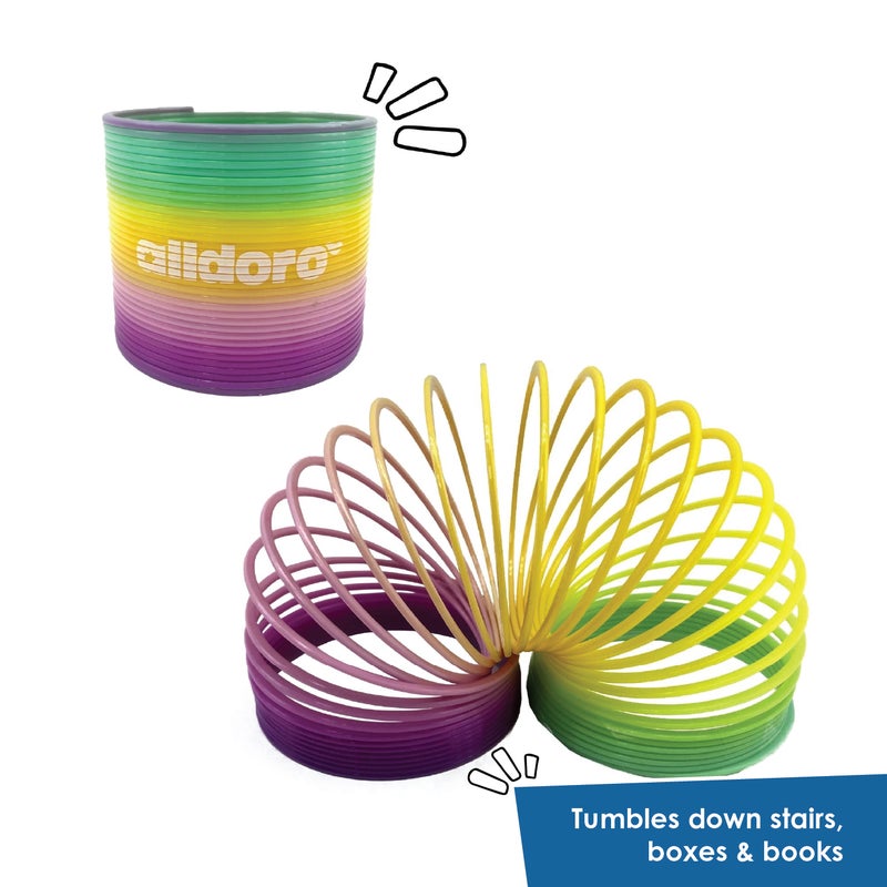 alldoro Flexi Rainbow Spring Toy | Ø7.4cm | Flexible Plastic | Walks Down Stairs | Fidget Toy for Kids Age 3+ Party Favor - Image 3