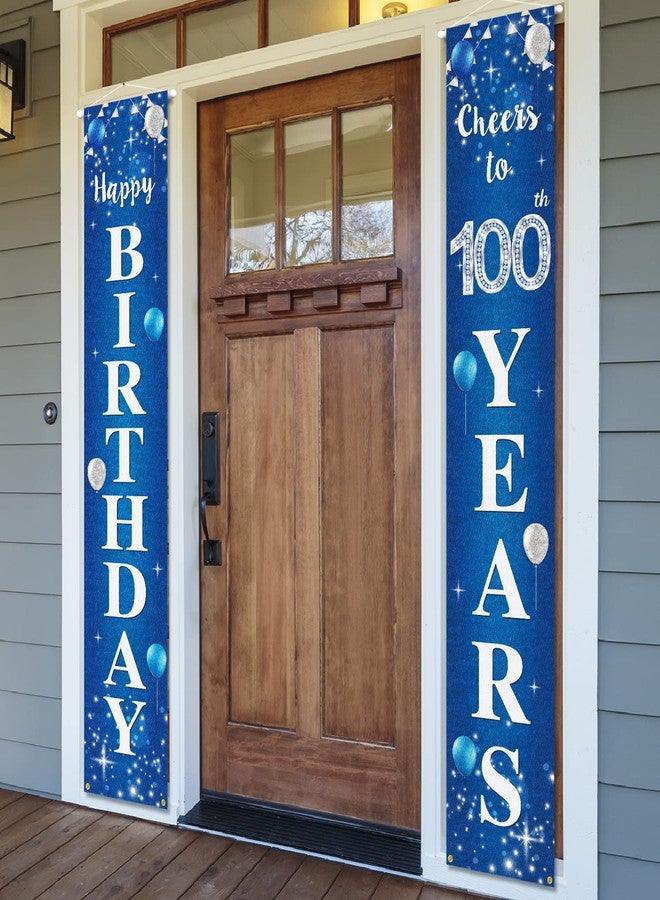 PAKBOOM Happy 100th Birthday Yard Sign Door Banner - Cheers to 100 Years Birthday Party Decorations Supplies for Men Women - Blue - Image 1
