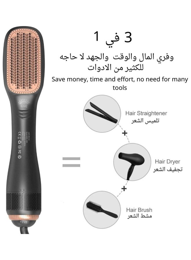 ELTRAZONE 3-in-1 Professional Hair Dryer Brush – 1200W Volumizer, Straightener & Curler | Hot Air Blow Dry Brush with Ion Technology | Anti-Frizz, Fast Styling Tool for All Hair Types – 43cm, Black - Image 2