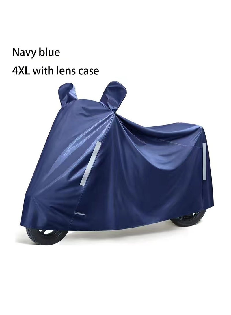 Generic Navy Blue Bicycle Cover + Mirror Cover Waterproof Outdoor Bicycle Rain Cover With Keyhole Storage Bag (4XL)  - Image 1
