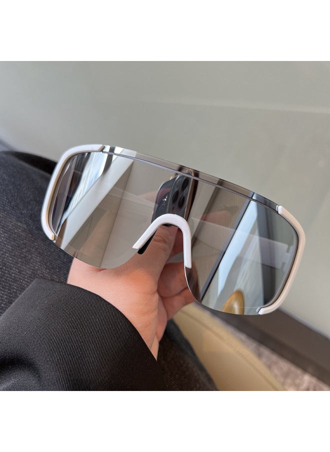 Generic - Cycling Goggle Retro Large Frame Cycling Sunglasses MTB Road Bike Cycling Goggles Men Women Outdoor Sports Hiking Eyewear-Color:Black-Silver - Image 1