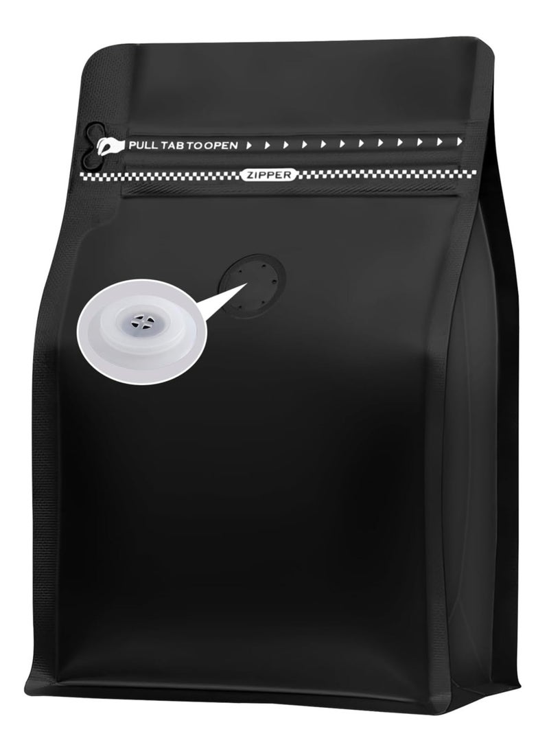 Home zone Coffee Bags with Valve(25 pcs,16 oz/1 lb) Black High Barrier Aluminum Foil Flat Bottom Standing Empty Coffee Beans Storage Bag,Reusable Heat Sealable Side Zipper Pouches for Home or Store  - Image 1