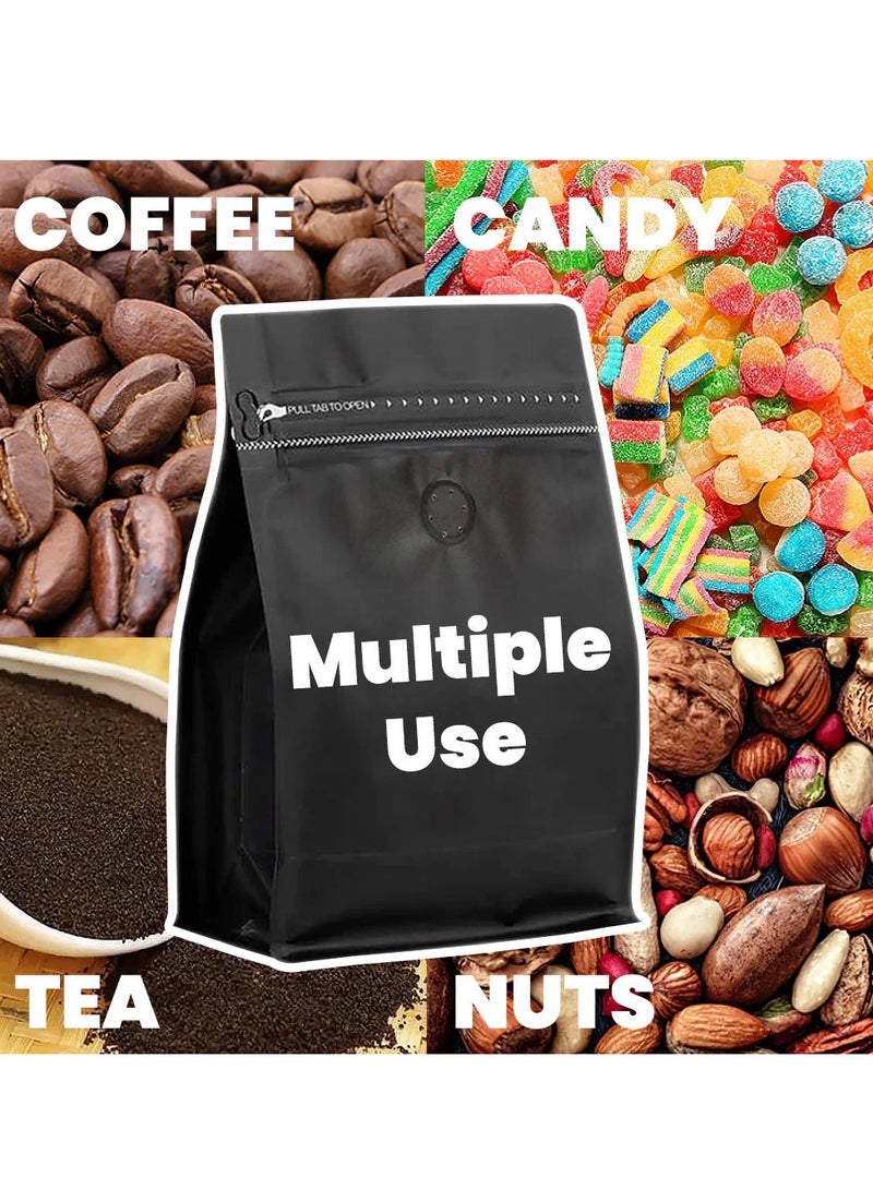 Home zone Coffee Bags with Valve(25 pcs,16 oz/1 lb) Black High Barrier Aluminum Foil Flat Bottom Standing Empty Coffee Beans Storage Bag,Reusable Heat Sealable Side Zipper Pouches for Home or Store  - Image 4
