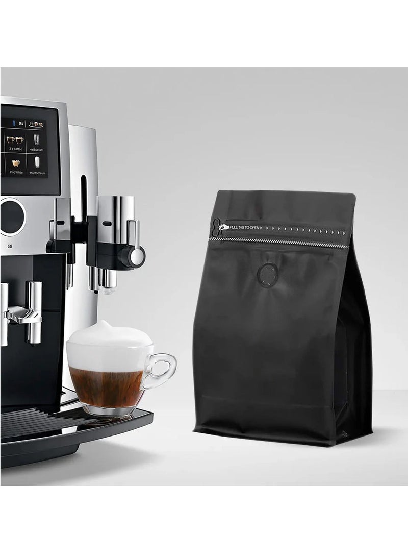 Home zone Coffee Bags with Valve(25 pcs,16 oz/1 lb) Black High Barrier Aluminum Foil Flat Bottom Standing Empty Coffee Beans Storage Bag,Reusable Heat Sealable Side Zipper Pouches for Home or Store  - Image 5