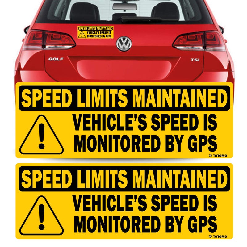 TOTOMO TOTOMO 2pk Vehicle Speed is Monitored by GPS Speed Limits are maintained Sticker 10x35 Highly Reflective Premium Quality Car Safety Caution Sign SDM14 