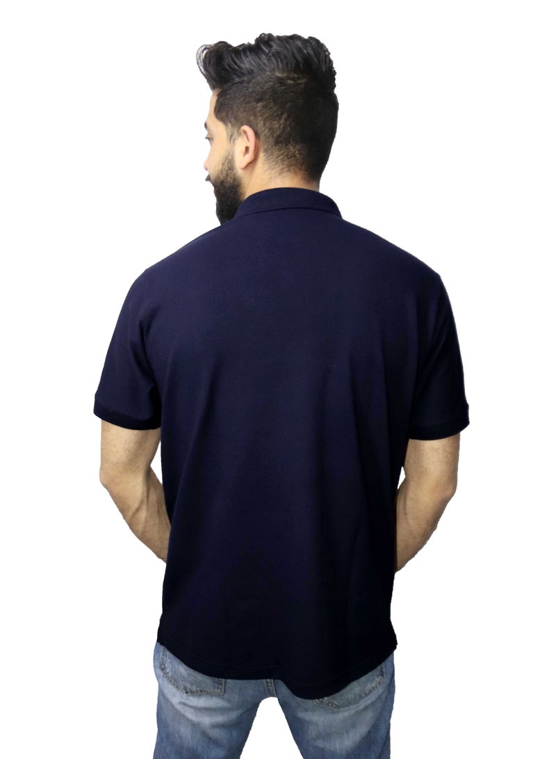 وان هاند تي شيرت بولو كاجوال قطن - كحلى - Image 3
