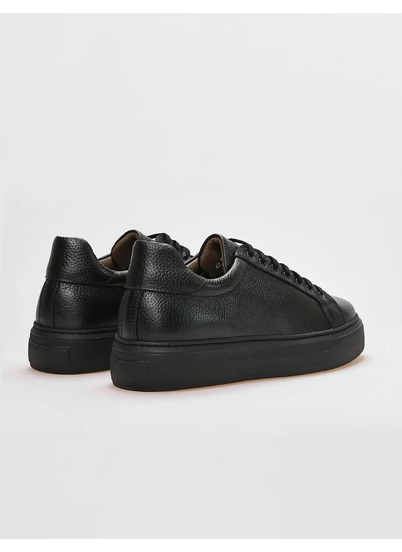 Cabani Leather Black Lace-Up Men's Sports Shoes