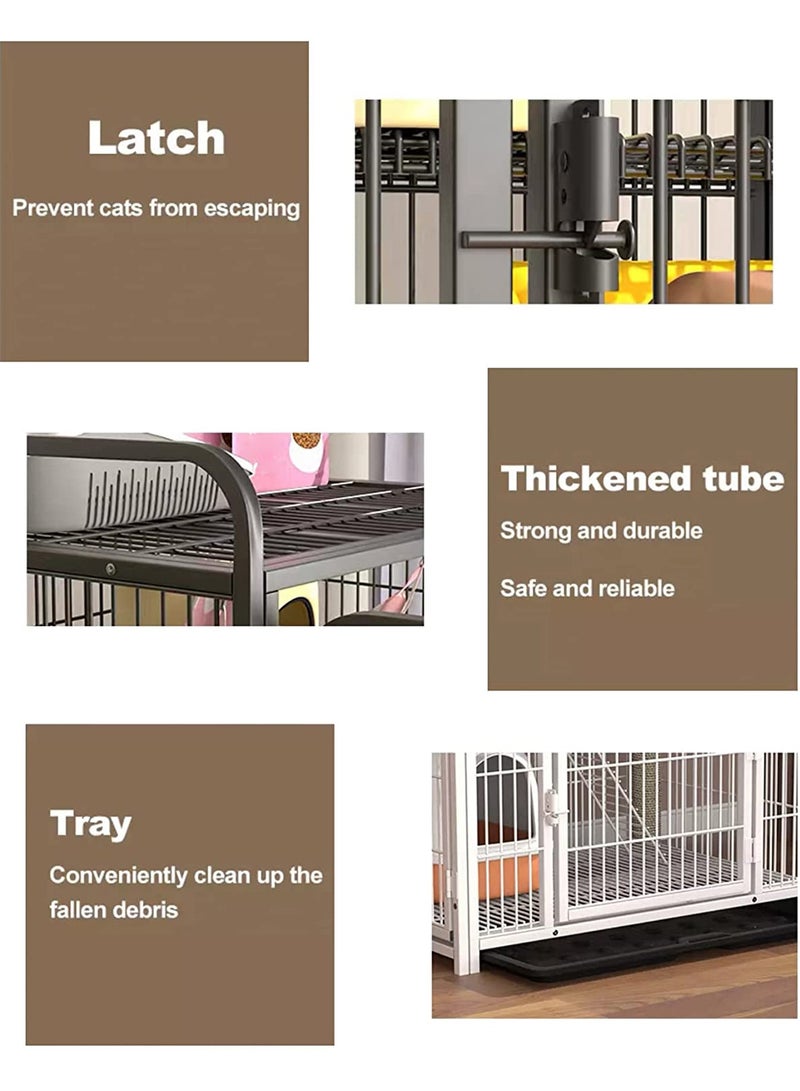 ليموس قفص لعب للحيوانات الأليفة للكلاب والقطط قفص داخلي كبير مع عجلات أرجوحة وصينية قابلة للإزالة - Image 4