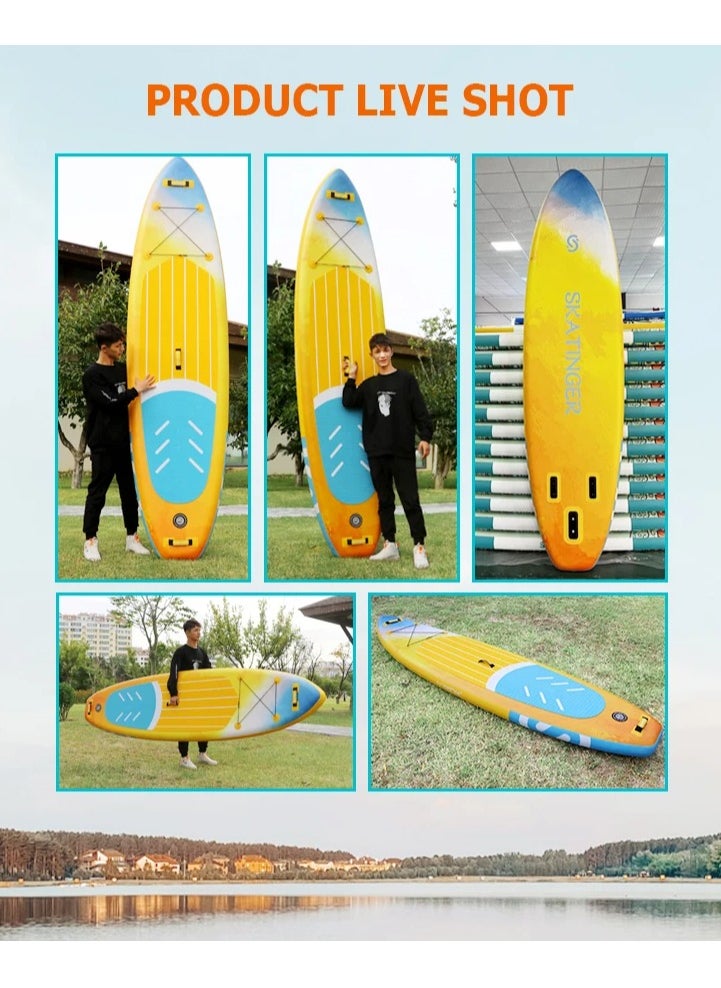 Skatinger Skatinger 11'-33"-6" Single Layer SUP Soft Standup Board Power Fin Paddle Board with Pump and Fins for Yoga, Fishing, Drifting, and Floating - Flynn  - Image 4