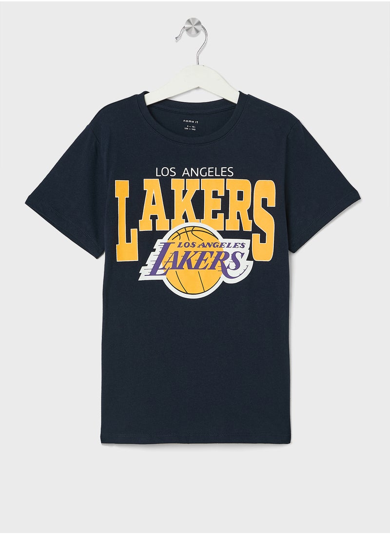 NAME IT Kids Lakers Print Crew Neck T-Shirt  - Image 1