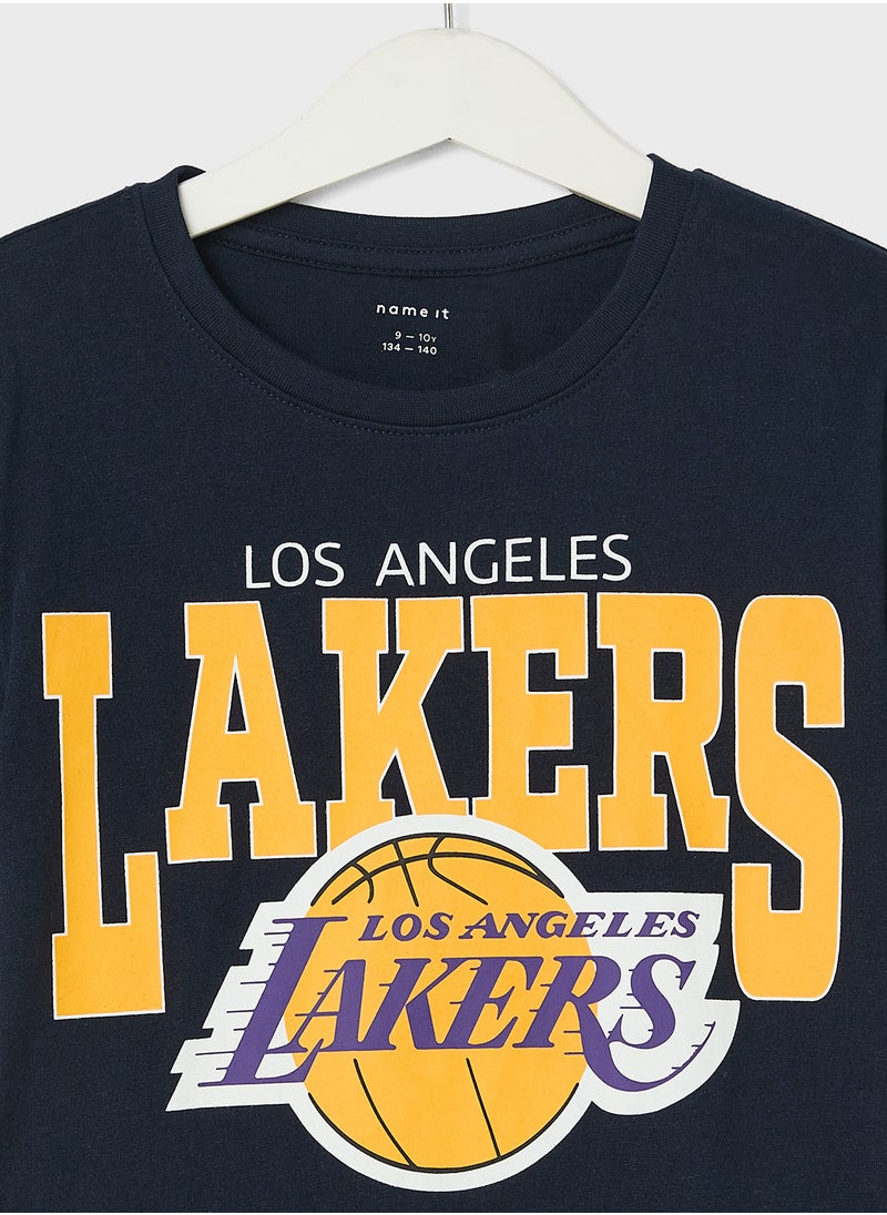 NAME IT Kids Lakers Print Crew Neck T-Shirt  - Image 3