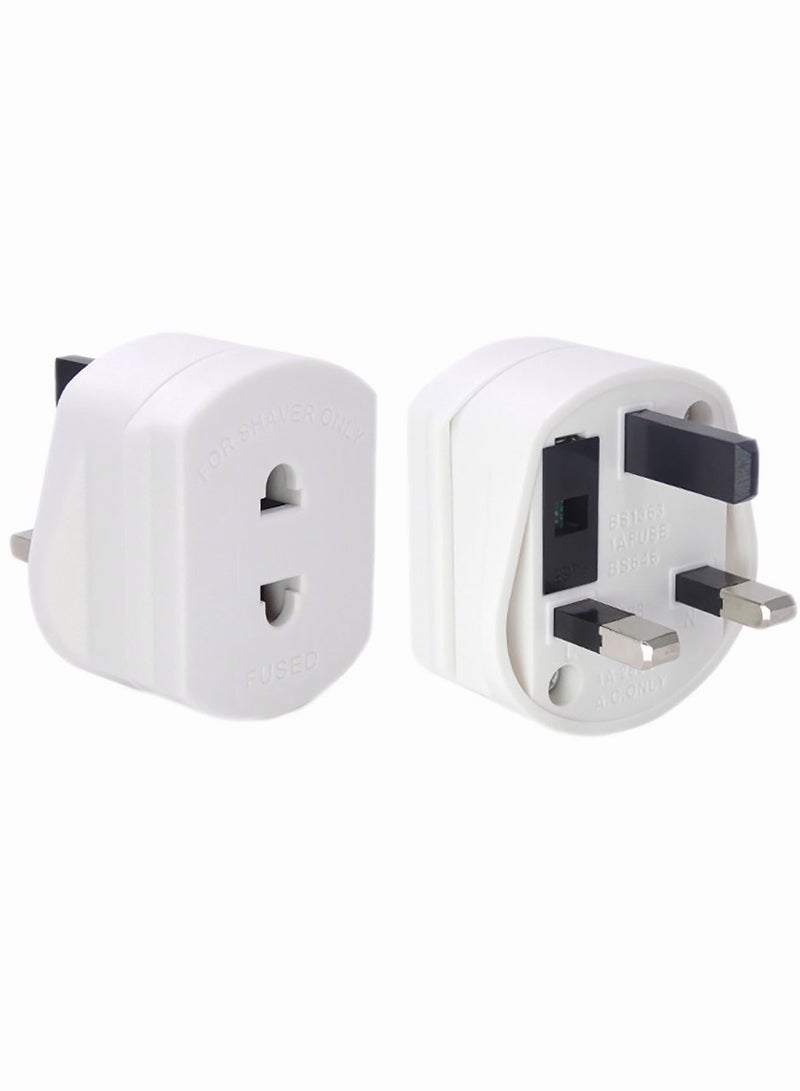 Europe to UK Travel Adapter Plug converter US to UK Plug Adapter 2 Pin to 3 Pin 1A with Fuse White - Image 1