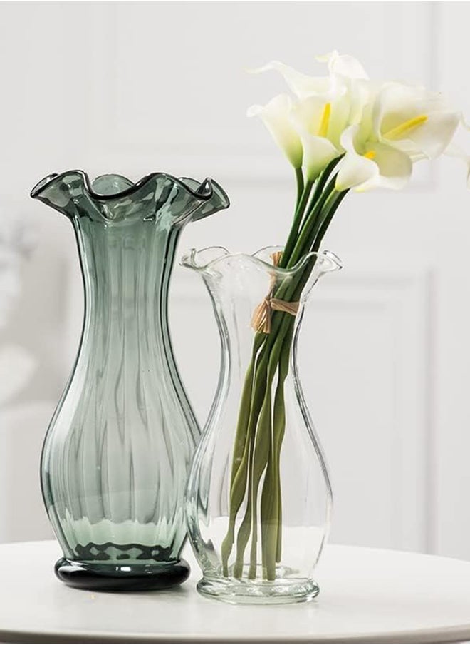 HOME TASTE Hometaste Flower Glass Vase Cute Glass Bud Vase Roman Bottle Glass Vase Centerpiece Colourfull Vintage Style Glass Vase Clear Glass Vase Crylstal Glass Flower Vase (Black) 