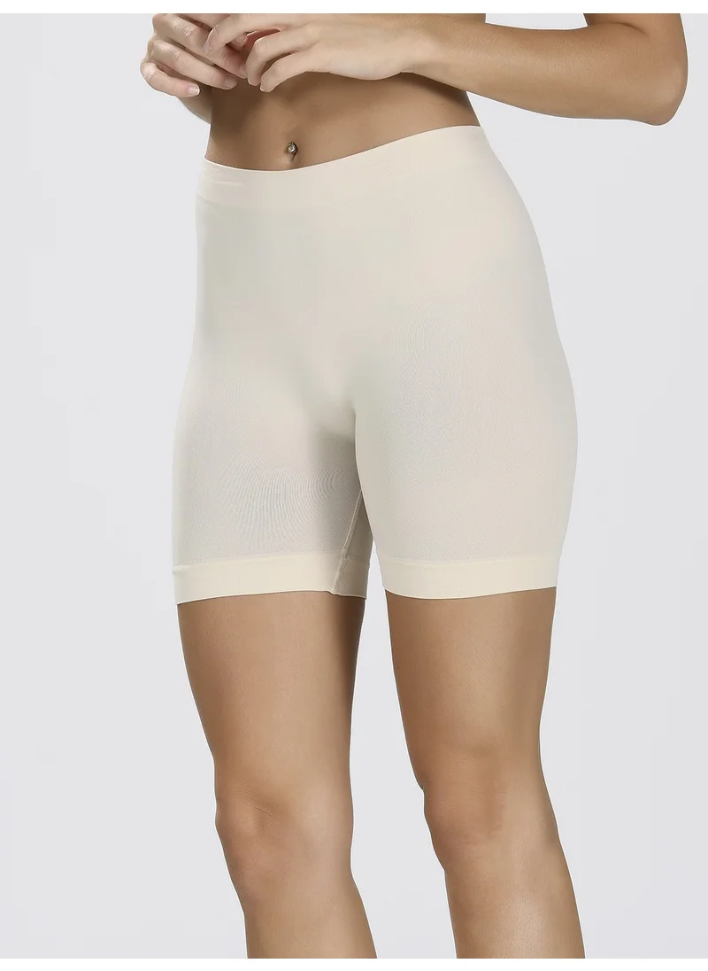 إن بي بي Seamless High Waist Long Shorts Tan