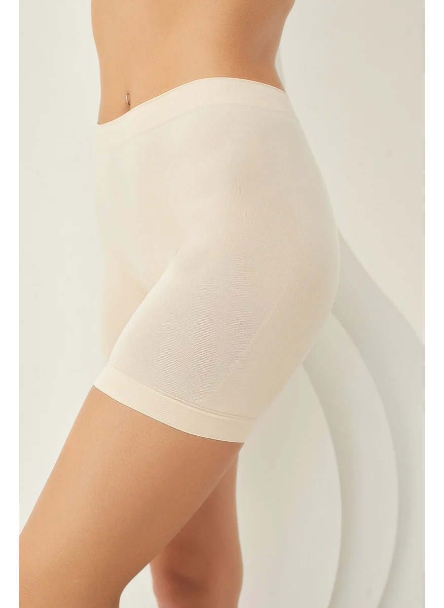 إن بي بي Seamless High Waist Long Shorts Tan