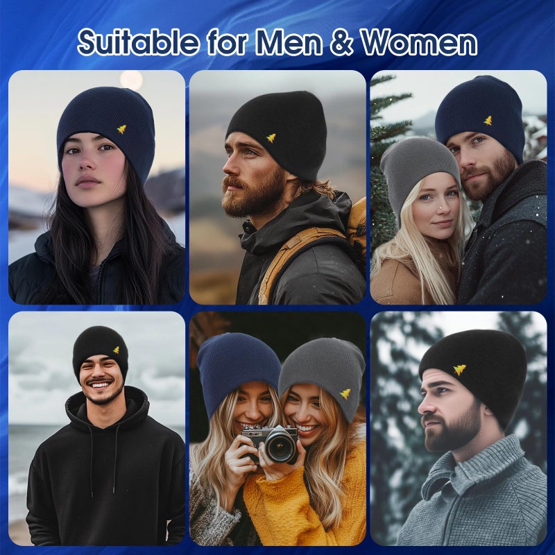 Donfri 100% Merino Wool Beanie Hats Men Women Winter Warm Hat Skull Cap Beanie Gift (US, Alpha, One Size, Black) - Image 2