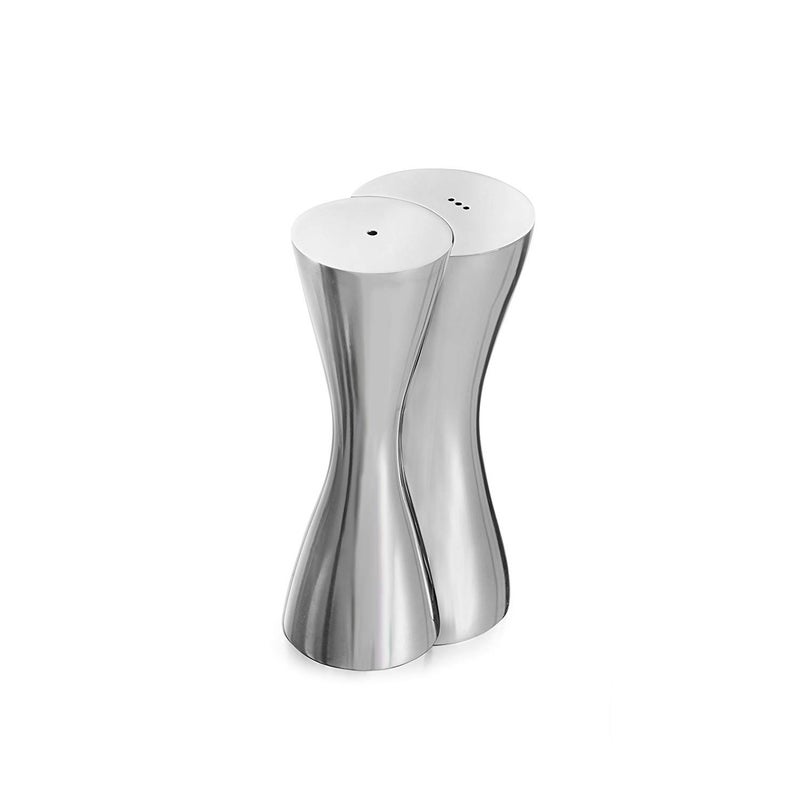 Nambe nambe Hug Salt  Pepper Shakers  2Piece Set  Kitchen Tool  Salt Sugar Spice Pepper Seasoning Bottle for Table RV Camp BBQ  1Ounce  Made of Metal Alloy  Designed by Karim Rashid 