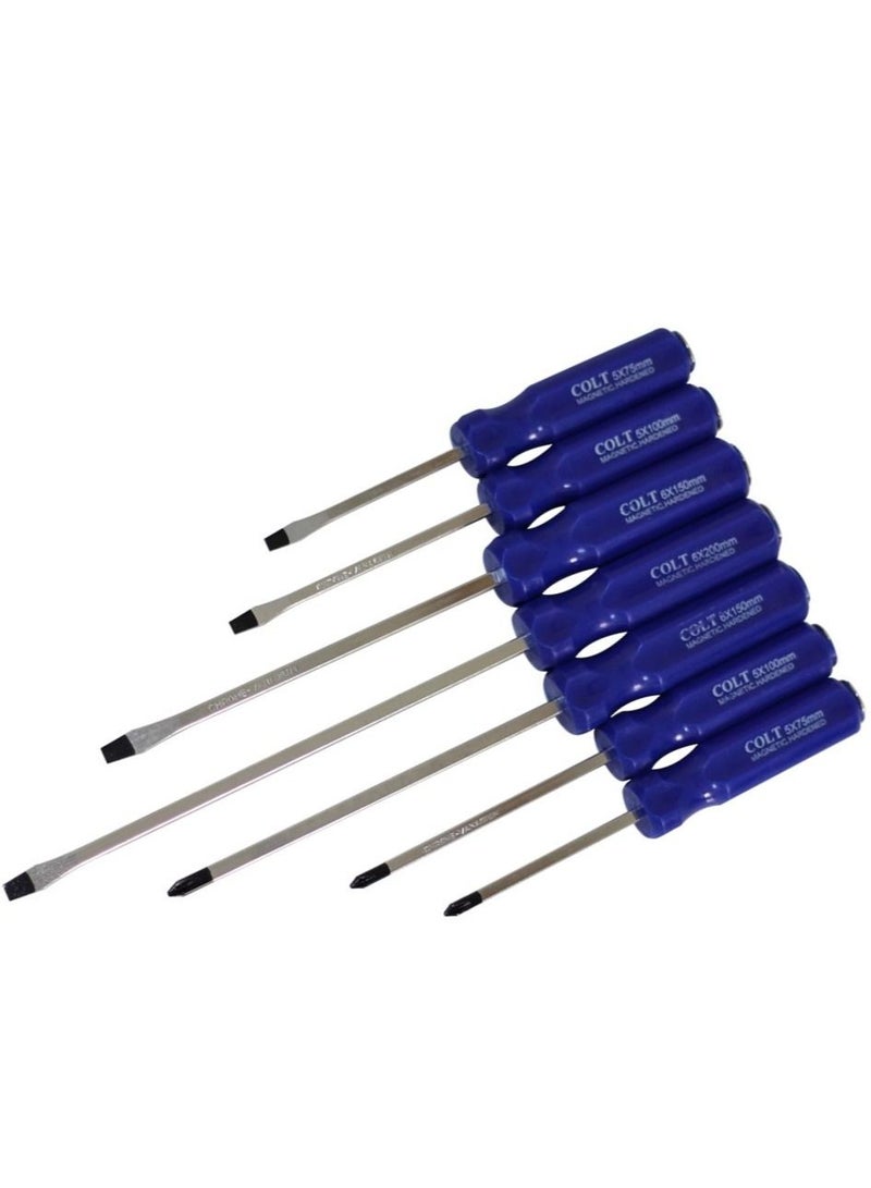 كولت مجموعة مفكات براغي مغناطيسية مكونة من 7 قطع براس مطرقة 3 فيليبس 4  رؤوس مسطحة مشقوقة - Image 3