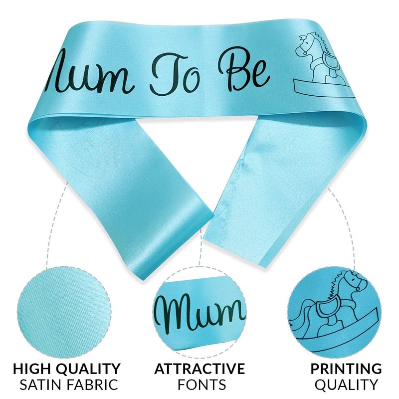 WOBBOX WOBBOX Baby Shower Combo of Party Props 16 Pcs with Blue & Pink Heart Boy Or Girl We Love You Bunting Banner, with Mum to be Light Blue Sash, Baby Shower Decoration Item (Pack of 3)  - Image 4