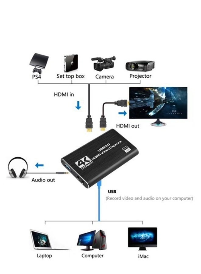 OasisLink Capture Card, 4K Video Capture Card, USB 3.0 1080P 60fps HDMI Audio Video Capture Device , Portable Video Converter Game Capture Adapter for Gaming Streaming - Image 3