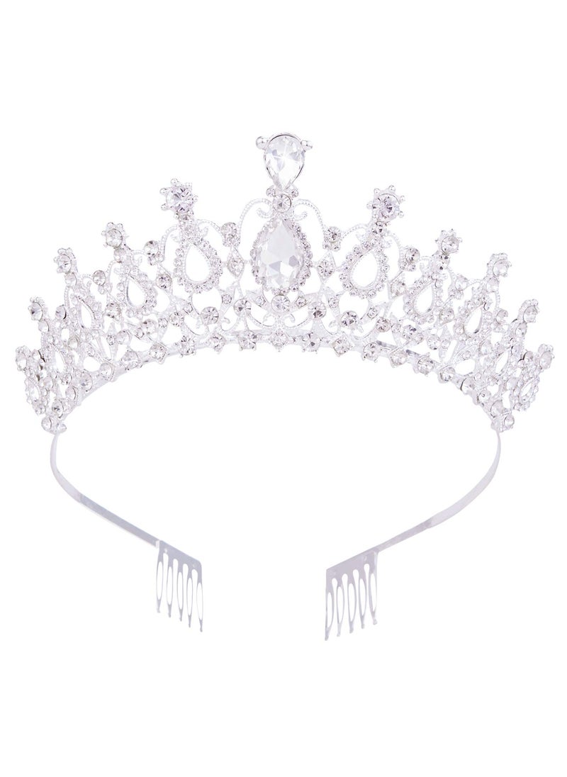 Vofler - Crystal Tiaras and Crowns for Women Queen Silver Rhinestone Hair Jewelry Decor for Princess Ladies Flower Girls Bridal Bride Birthday Pageant Wedding Prom Halloween Costume Party with Combs - Image 1