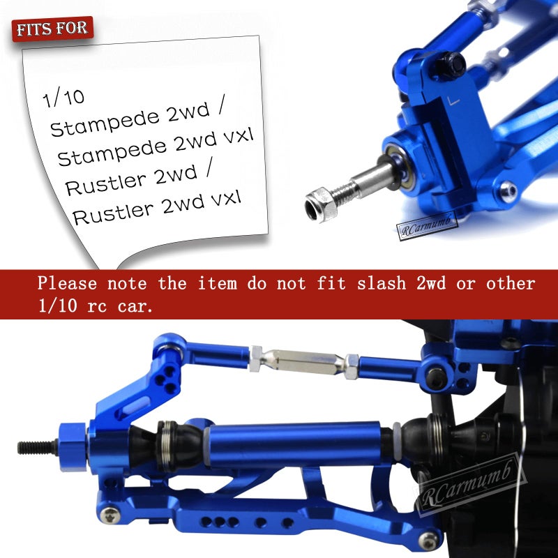 Generic Rcarmumb Upgrades Part for 1/10 Traxxas Rustler VXL 2wd/Stampede VXL 2wd,Alloy Front Rear Suspension A Arms,Alloy Steering Blocks Caster Blocks C-Hubs Stub Axle Carriers Left&Right,Navy Blue  - Image 2