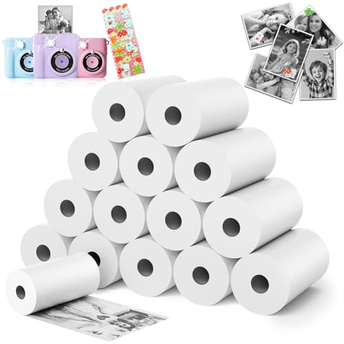TecoHikee 15 Rolls Kids Camera Paper Roll Refill - HD kids camera instant print paper, 55x25mm Print 180 Sheets with Cute Stickers, Scratch-Resistant, BPA Free, Suitable for 99% of Instant Print Camera for Kids - Image 1