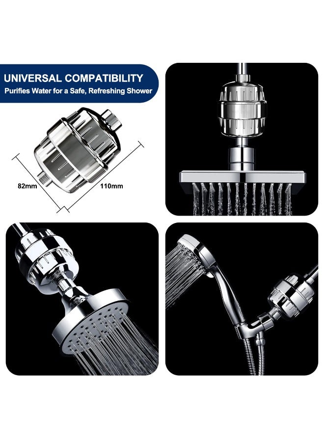 AMINAC 25-Stage Shower Filter, Shower Head Filter for Hard Water with 2 Replaceable Filter Cartridges, Shower Water Filters to Remove Chlorine and Fluoride, Polished Chrome - Image 5