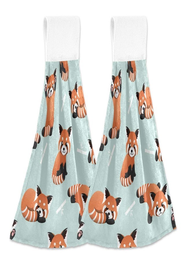 KEEPREAL Cute Red Panda Kitchen Towels Set of 2, 12 X 17 in Soft Hand Towels or Dishcloths with Hanging Loop, Absorbent Hand Towel for Bathroom Kitchen Décor - Image 1
