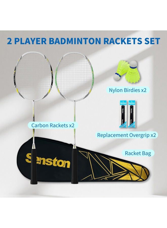 Senston 2 Pieces Badminton Set, Lightweight Graphite Shaft Badminton Racket Including Premium Badminton Bag, 2 Badminton Shuttlecock, 2 Racquet Grip - Image 2