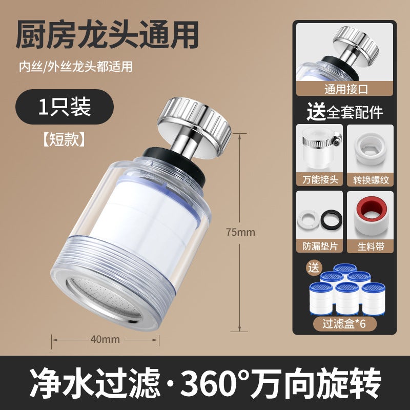 Kitchen Faucet Splash-Proof Transparent Extender Universal Connector Household Sink Swivel Filter Gadget - Image 1