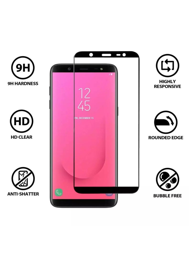 تيمبرد غلاس - واقي شاشة بحواف سوداء من الزجاج المقوى 5D متوافق مع هاتف Samsung Galaxy J8 - Image 1