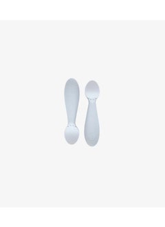 ezpz Pack Of 2 Tiny Baby Spoon 100% Silicone Baby Spoons For Baby Led Weaning + Purees 4 Months+ Pewter  - Image 1