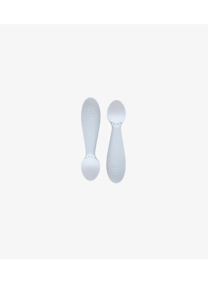 ezpz Pack Of 2 Tiny Baby Spoon 100% Silicone Baby Spoons For Baby Led Weaning + Purees 4 Months+ Pewter - Image 1