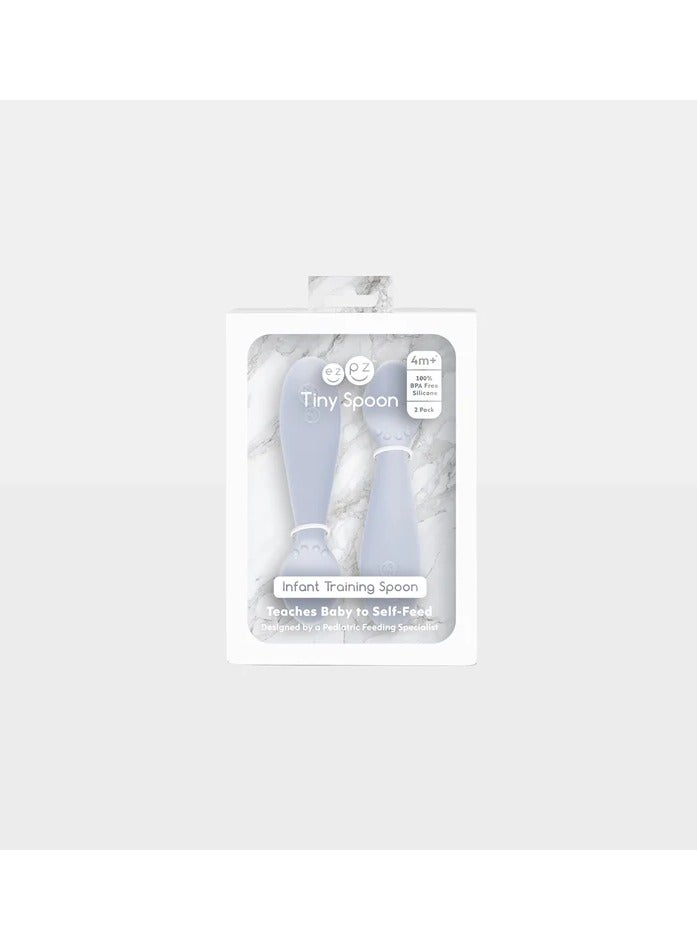 ezpz Pack Of 2 Tiny Baby Spoon 100% Silicone Baby Spoons For Baby Led Weaning + Purees 4 Months+ Pewter - Image 2
