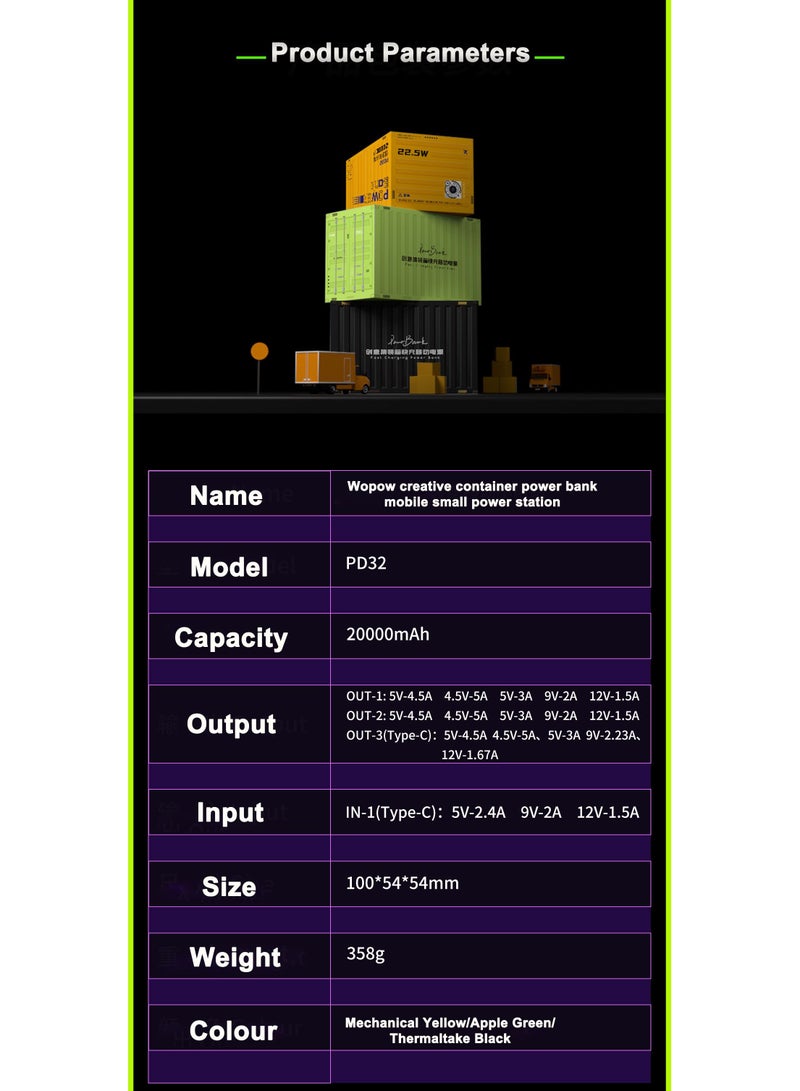 وبو WOPOW PD32 22.5W حاوية شحن سريع ميني باور بانك محمول 20000 مللي أمبير - Image 3