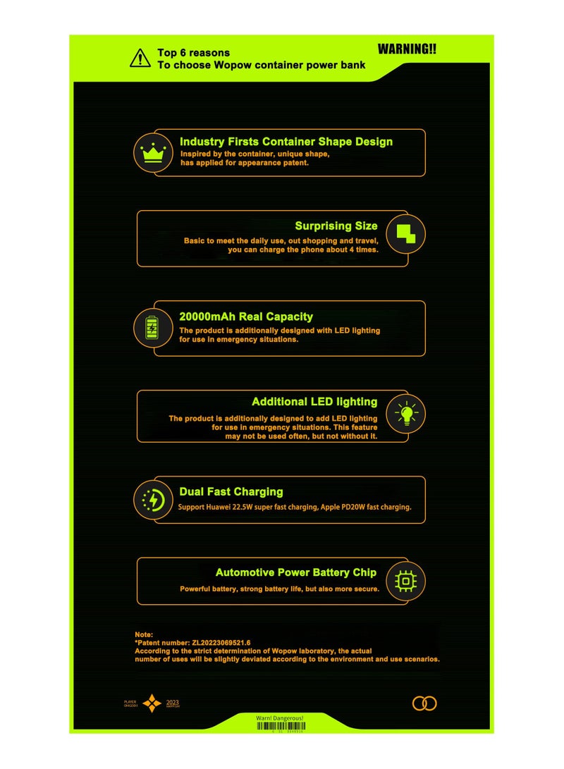 وبو WOPOW PD32 22.5W حاوية شحن سريع ميني باور بانك محمول 20000 مللي أمبير - Image 4