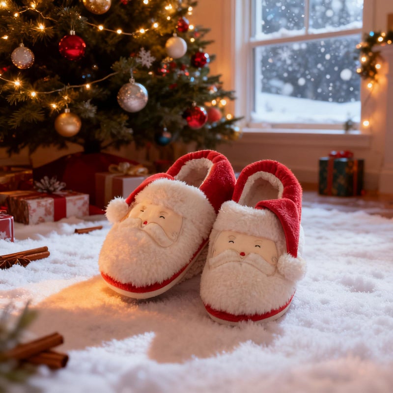 XIXITIAO Christmas Slippers Memory Foam Slippers for Women Warm House Slippers for Woman Cozy Fuzzy Bedroom Home Shoes for Indoor, Size 6(Wrap Heel) - Image 3