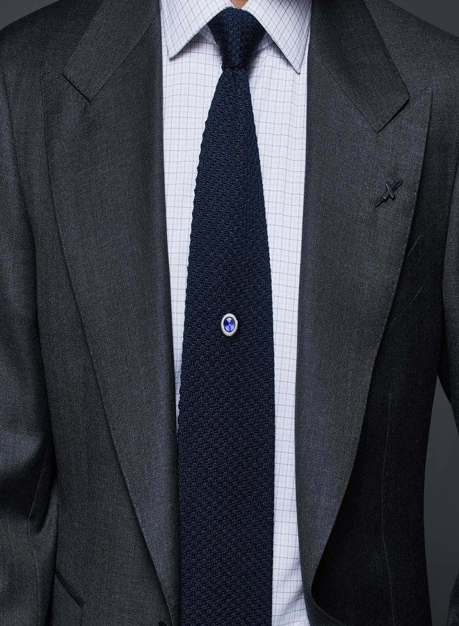 HAWSON Mens Tie Tack With Chain Round Crystal Wedding Business Accessories (202466) - Image 5