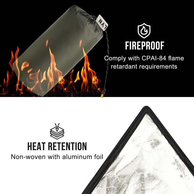 LYN Wild Must:LYN Extra Large 3 Person Reusable Survival Emergency Shelter Tent, Reflective Waterproof Fireproof Lightweight Bugout, with ParacordâœšStakeâœšZipper for Camping,First Aid,Hiking&Bushcraft - Image 4