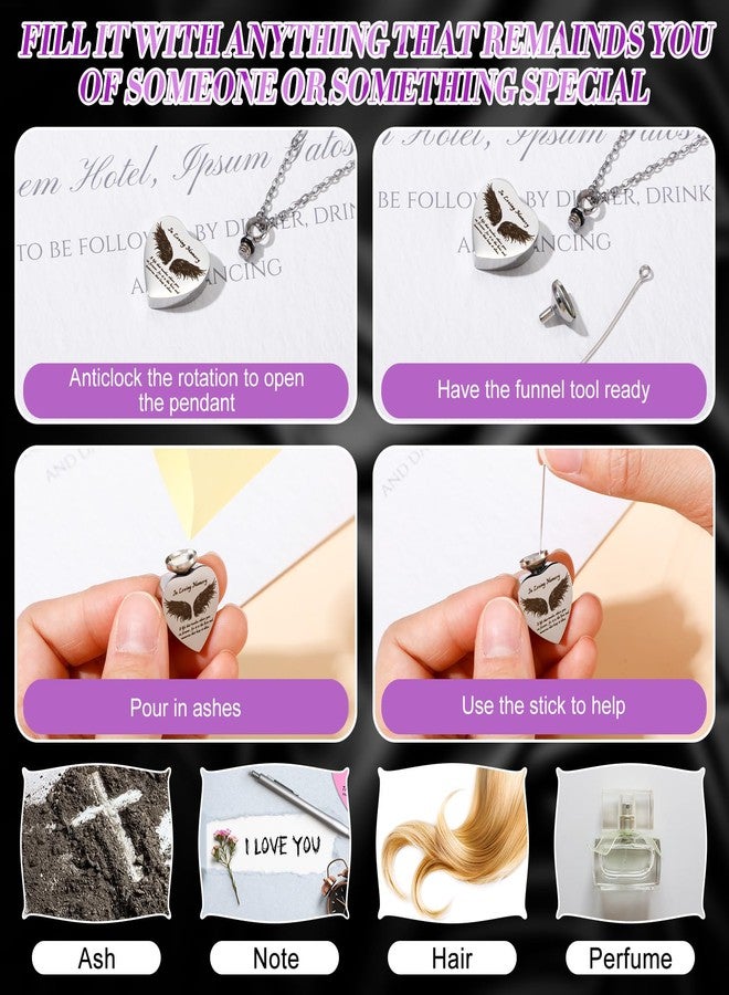Ecation 12 Set Small Urn Cremation Jewelry Necklaces for Ashes Stainless Steel Keepsake Urns Memorial Locket Mini Ash Holders Waterproof for Human Adult Female Male Family Loved One (Purple) - Image 5