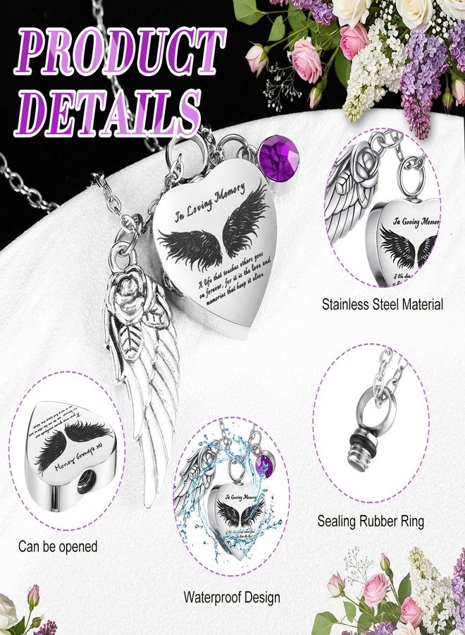 Ecation 12 Set Small Urn Cremation Jewelry Necklaces for Ashes Stainless Steel Keepsake Urns Memorial Locket Mini Ash Holders Waterproof for Human Adult Female Male Family Loved One (Purple) - Image 4