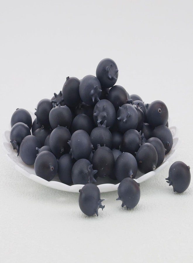 Quancru 100Pcs Artificial Blueberry Fake Blueberries DIY Fruit Decor Craft Model Lifelike Plate Basket Plant Living Room Dinning Table Cabinet - Image 5